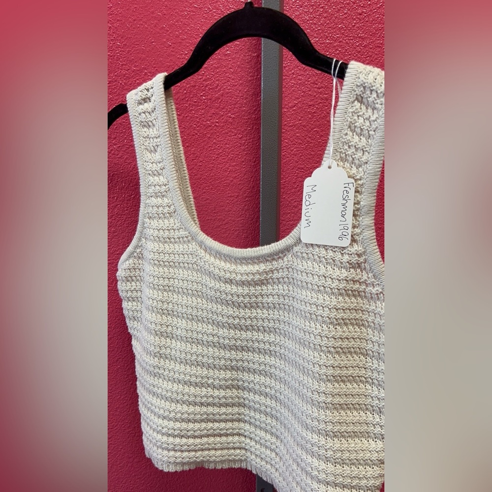 Cream Crochet Scoop-Neck Tank Top - Unknown Brand - Picture 2 of 2